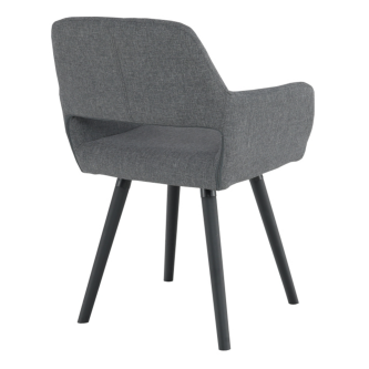 Scaun de design, material textil gri închis/lemn negru, GODRIC