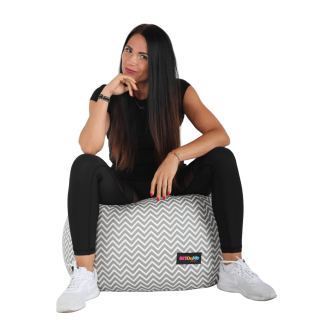 Fotoliu tip sac, gri/alb/model zig-zag, GOMBY