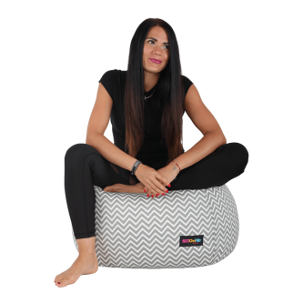 Fotoliu tip sac, gri/alb/model zig-zag, GOMBY