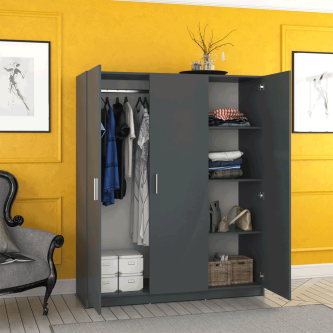 Dulap cu 3 uşi, grafit, GREEN