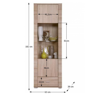 Vitrină tip 5, stejar sonoma, GRAND