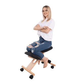 Scaun genunchi ergonomic, negru / fag, GROCO