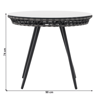 Set de grădină din 5 piese din ratan, bandă neagră / gri / alb-negru, HABIK
