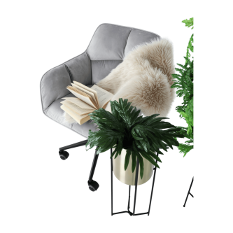 Fotoliu de birou, material catifea gri  /metal, HAGRID