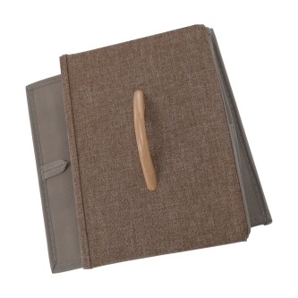 Comodă cu sertare din material textil, bej/maro deschis/maro închis, HAZEL TYP 1