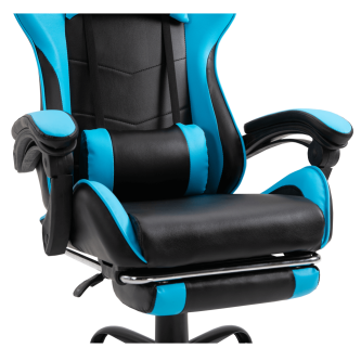 Fotoliu birou/gaming cu suport pentru picioare, negru/albastru, TARUN