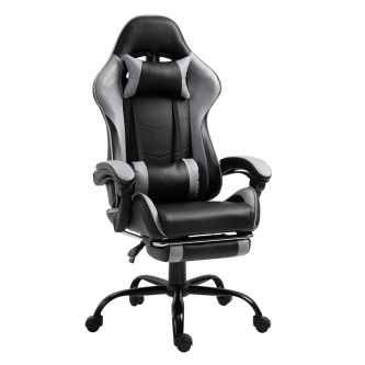Fotoliu birou/gaming cu suport pentru picioare, negru/gri, TARUN