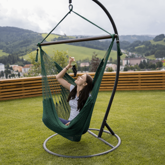 Scaun balansoar suspendabil, verde închis / maro, BASKO