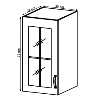 Cabinet superior, alb/gri mat, model stânga, LAYLA G30S