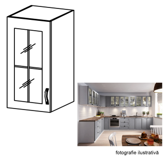 Cabinet superior, alb/gri mat, model stânga, LAYLA G30S