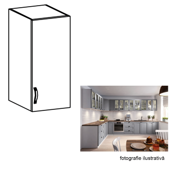 Cabinet superior, alb/gri mat, model dreapta, LAYLA G30