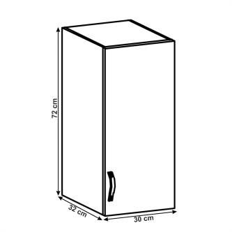 Cabinet superior, alb/gri mat, model dreapta, LAYLA G30