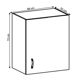 Cabinet superior, alb/gri mat, model dreapta, LAYLA G601F
