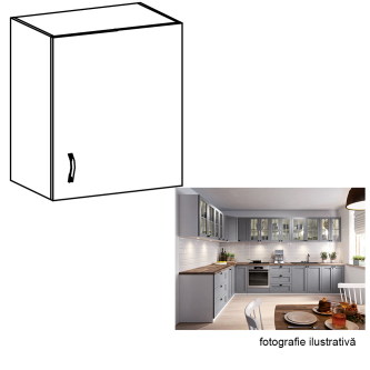 Cabinet superior, alb/gri mat, model dreapta, LAYLA G601F