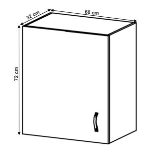Cabinet superior, alb/gri mat, model stânga, LAYLA G601F