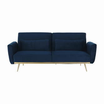 Canapea extensibilă, catifea Velvet albastru regal învechit/cromat, HORSTA