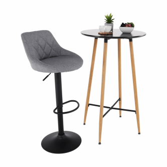 Masă de bar, negru/stejar, diametru 60 cm, IMAM