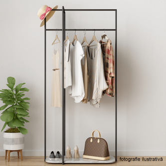 Cuier modern, negru/marmură, DEBRO