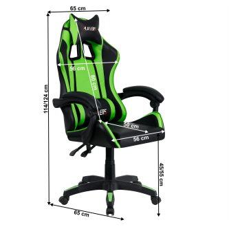 Scaun de birou / joc, verde / negru, JAMAR