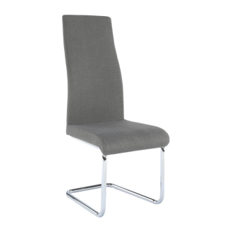 Scaun dining, material textil gri închis/crom, AMINA