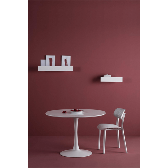 Masă dining, rundă, alb mat, diametru 60 cm, REVENTON
