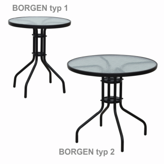 Masă grădină, oţel negru/sticlă securizată, diametru 60 cm, BORGEN TYP 1