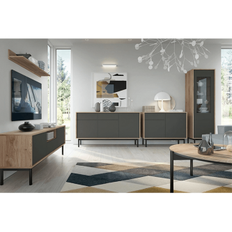 Masă dining, stejar jaskson hickory/grafit, BERGEN BL140