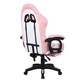 Scaun de birou / joc cu iluminare LED RGB, roz / alb, JOVELA