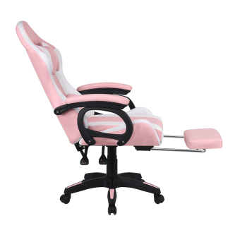 Scaun de birou / joc cu iluminare LED RGB, roz / alb, JOVELA