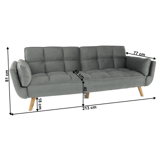 Colţar extensibil, catifea gri deschis / fag, KAPRERA NEW