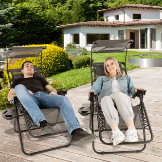 Set de 2 scaune reglabile de grădină, gri, KASPIAN