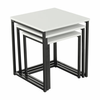 Set 3 măsuţe de cafea, alb mat/negru, KASTLER TYP 3