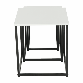 Set 3 măsuţe de cafea, alb mat/negru, KASTLER TYP 3