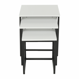 Set 3 măsuţe de cafea, alb mat/negru, KASTLER TYP 3