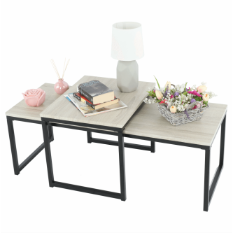 Set 2 măsuţe de cafea, stejar sonoma/negru, KASTLER TYP 2