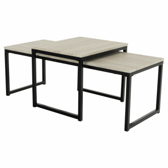 Set 2 măsuţe de cafea, stejar sonoma/negru, KASTLER TYP 2