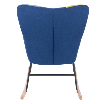 Scaun balansoar design, patchwork albastru / verde, KEMARO