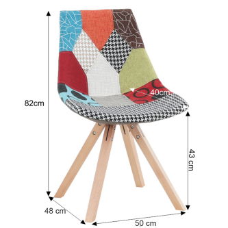 Scaun, ţesătură patchwork/lemn, KIMA  NEW TYP 2
