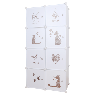 Dulap modular pentru copii, model alb / maro, KIRBY