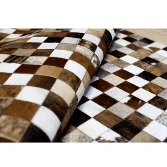 Covor de lux din piele, maro/negru/alb, patchwork, 200x304, PIELE DE VITĂ TIP 3