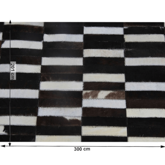 Covor de lux din piele, maro/negru/alb, patchwork, 201x300, Piele de vită Tip 6
