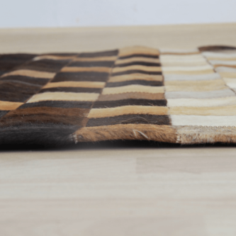 Covor de lux din piele, alb/maro/negru, patchwork, 200x300, PIELE DE VITĂ TYP 7