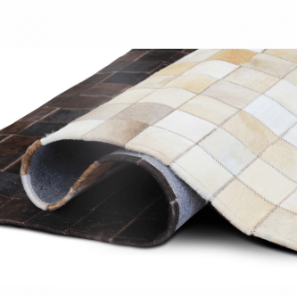 Covor de lux din piele, alb/maro/negru, patchwork, 140x200, PIELE DE VITĂ TYP 7