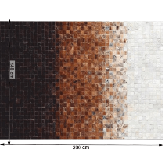 Covor de lux din piele, alb/maro/negru, patchwork, 140x200, PIELE DE VITĂ TYP 7