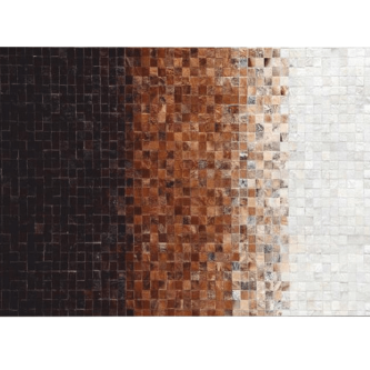 Covor de lux din piele, alb/maro/negru, patchwork, 170x240, PIELE DE VITĂ TYP 7