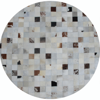 Covor de lux din piele, alb/gri/maro, patchwork, 200x200, PIELE DE VITĂ TIP 10