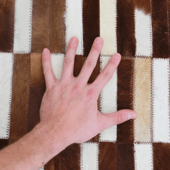 Covor de lux din piele, maro/alb, patchwork, 171x240, PIELE DE VITĂ TIP 5
