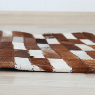 Covor de lux din piele, maro/alb, patchwork, 120x180, PIELE DE VITĂ TIP 5