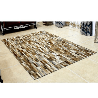 Covor de lux din piele, maro/alb, patchwork, 120x180, PIELE DE VITĂ TIP 5