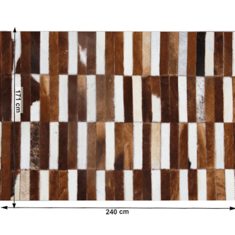 Covor de lux din piele, maro/alb, patchwork, 171x240, PIELE DE VITĂ TIP 5